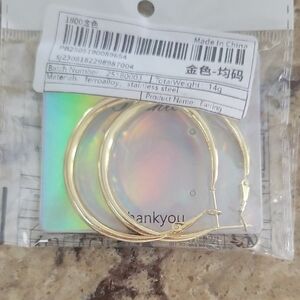 3/$12 Elegant Gold Hoop Earrings 2 Inch Size